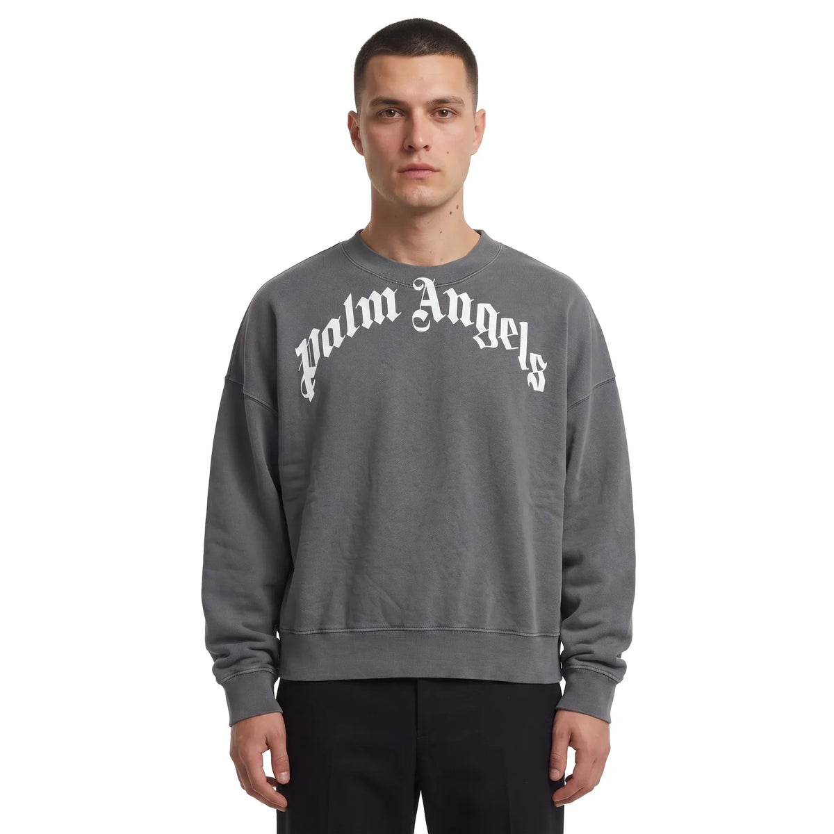 Palm Angels Curved Sweatshirt Grey