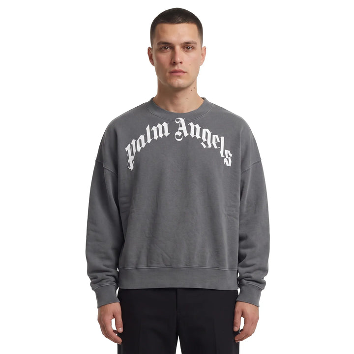 Palm Angels Curved Sweatshirt Grey