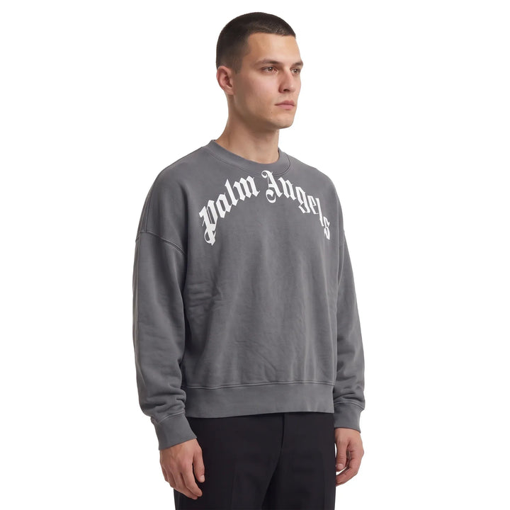 Palm Angels Curved Sweatshirt Grey