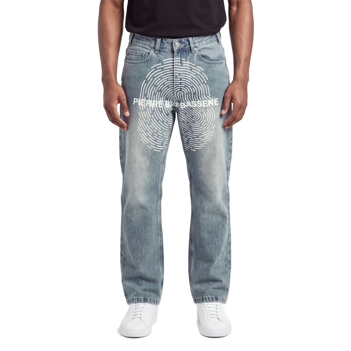 Pierre Bassene World Fingerprint Light Wash Denim Light Blue