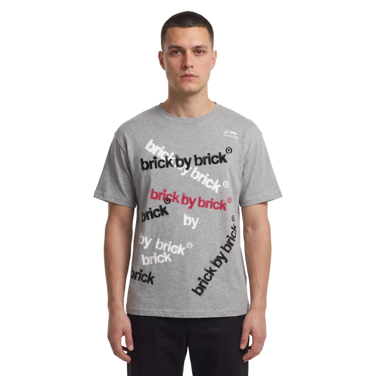 Pierre Bassene Brick by brick all over print Grey T-Shirt