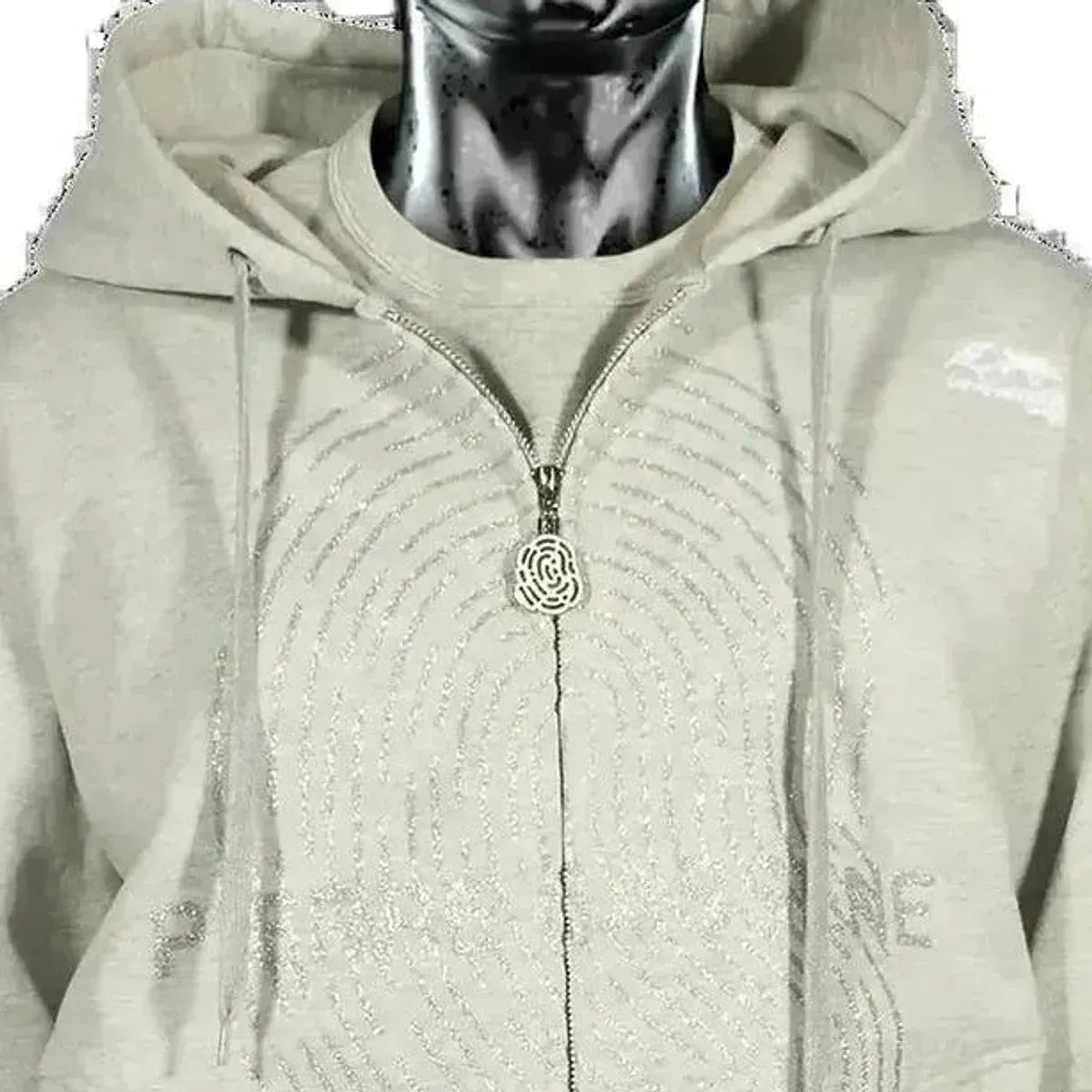 Pierre Bassene GLITTA Fingerprint Zip Hoodie℗ - Heather Grey