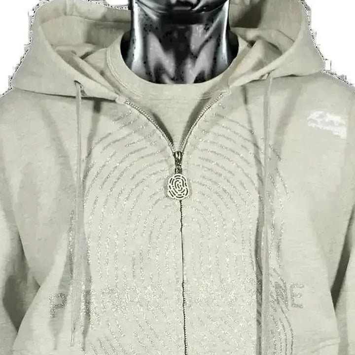 Pierre Bassene GLITTA Fingerprint Zip Hoodie℗ - Heather Grey