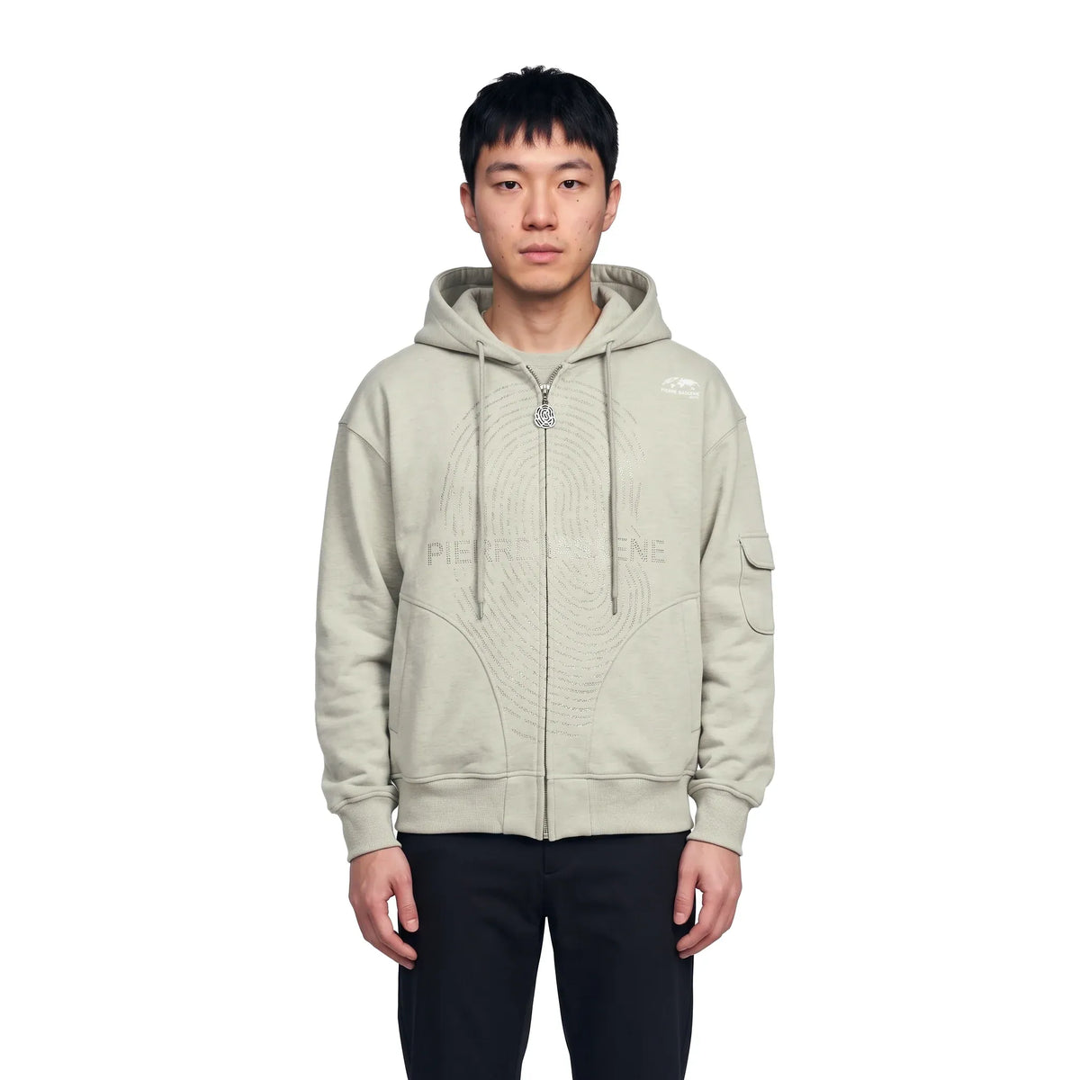Pierre Bassene GLITTA Fingerprint Zip Hoodie℗ - Heather Grey