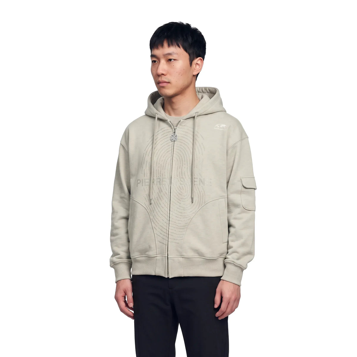 Pierre Bassene GLITTA Fingerprint Zip Hoodie℗ - Heather Grey