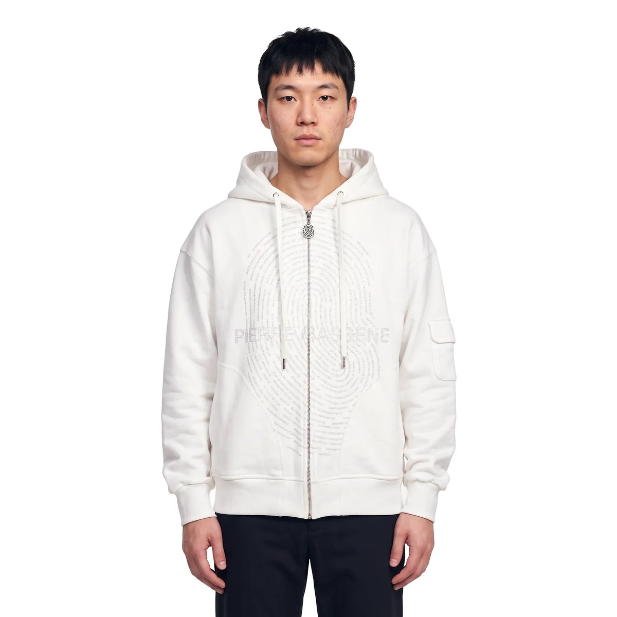 Pierre Bassene GLITTA Fingerprint Zip Hoodie℗ - White