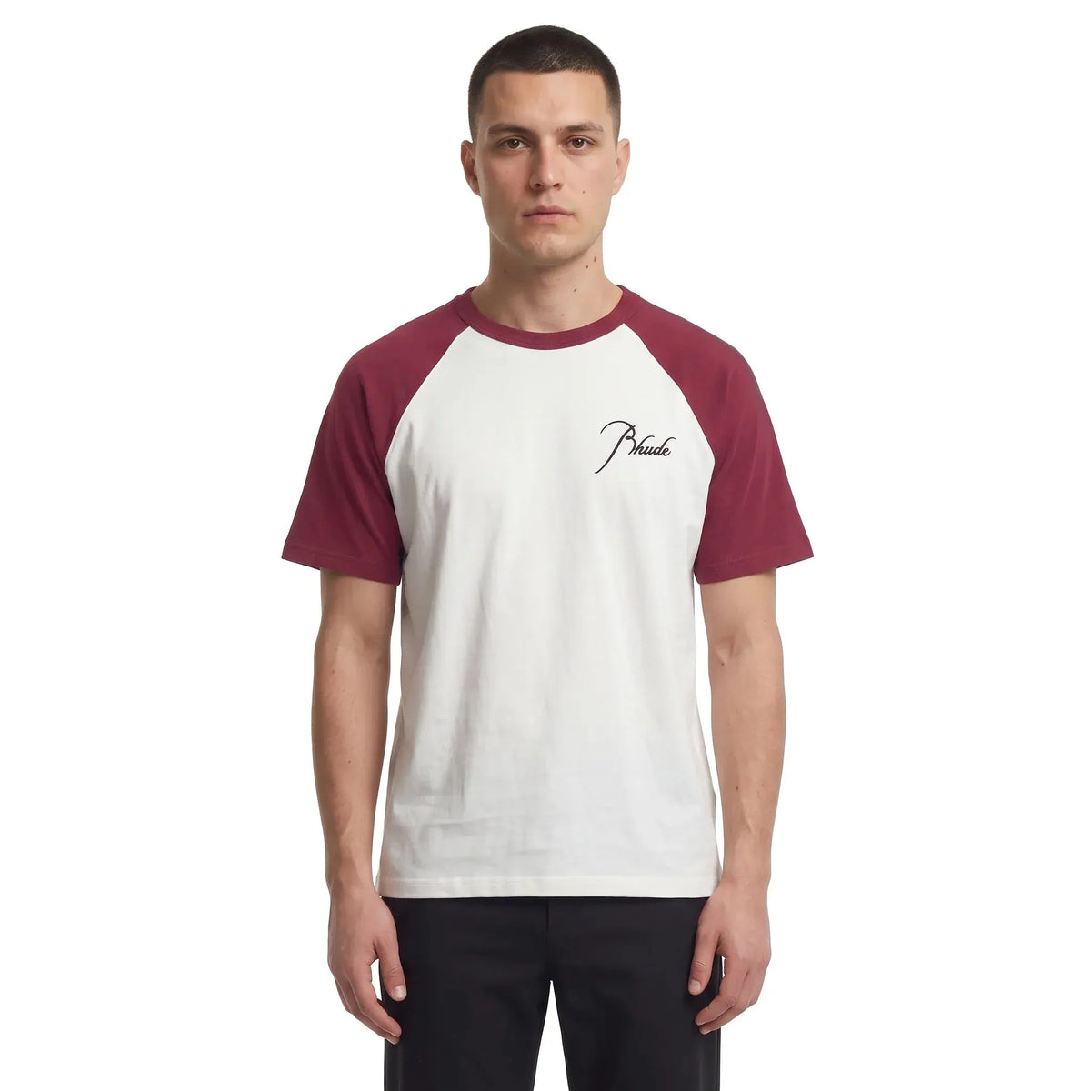Rhude Raglan Tee Vintage White/Bordeaux