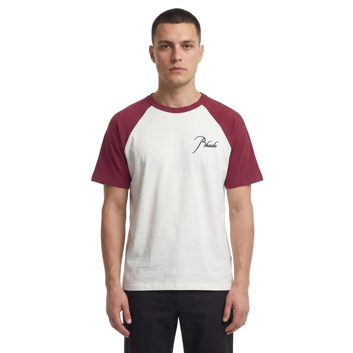 Rhude Raglan Tee Vintage White/Bordeaux