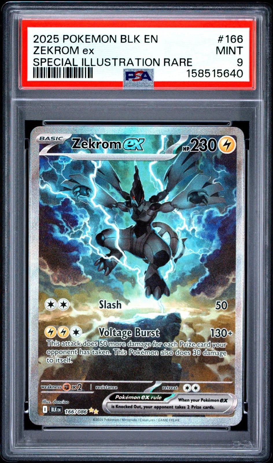 Pokemon 2025 Black Bolt Zekrom EX Special Illustration Rare #166 PSA 9