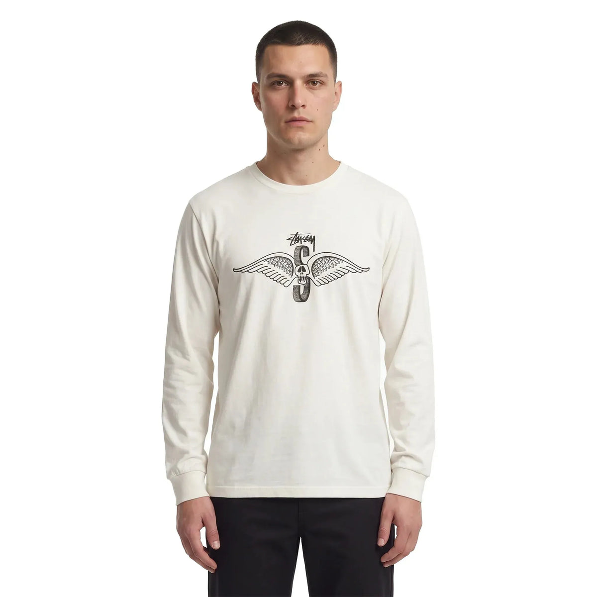 Stussy Skull Wings L/S Pigment Dyed Tee Natural