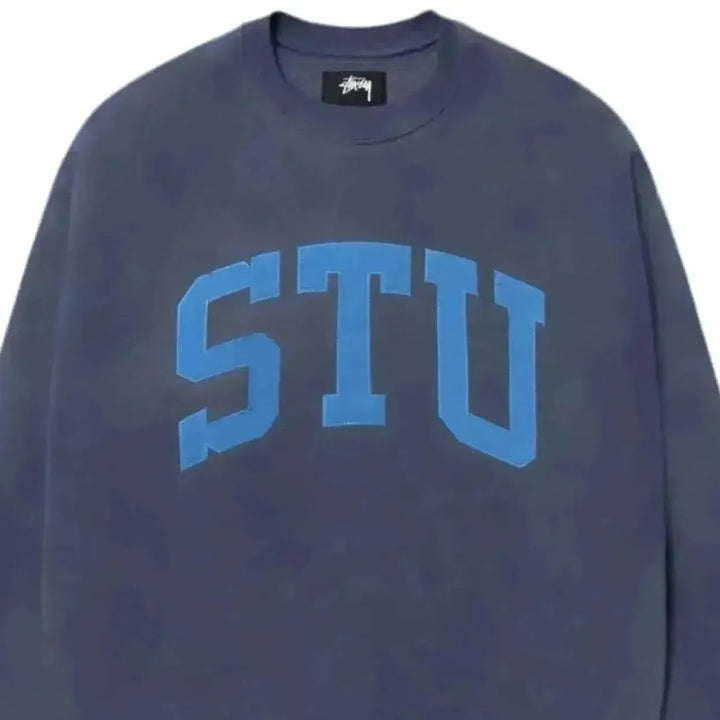 Stussy Stu Relaxed Crew Blue