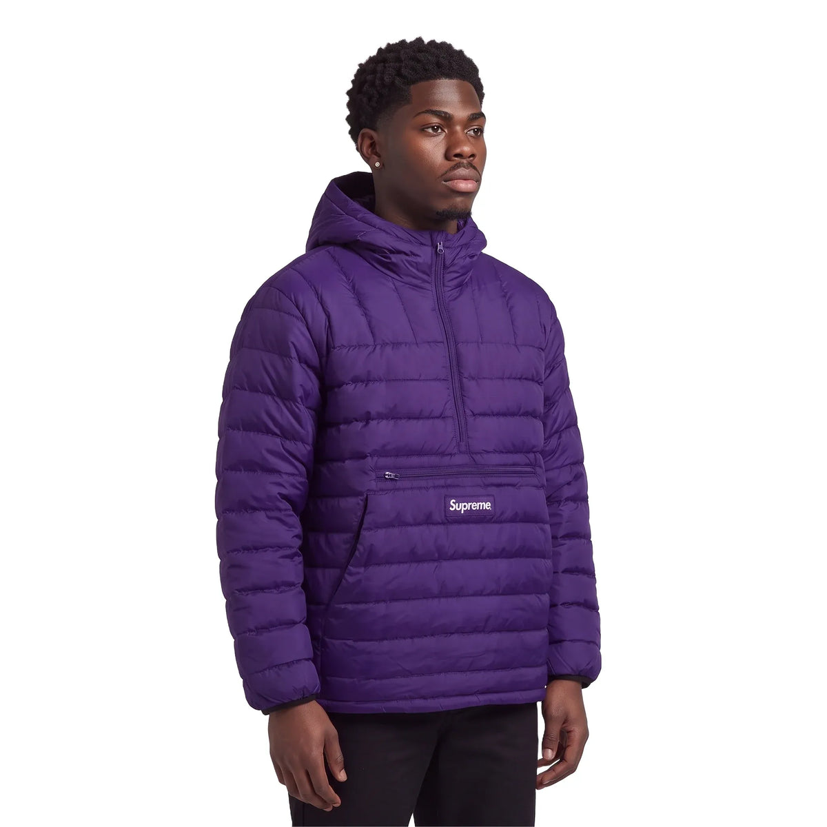 Supreme Micro Down Half Zip Hooded Pullover Purple