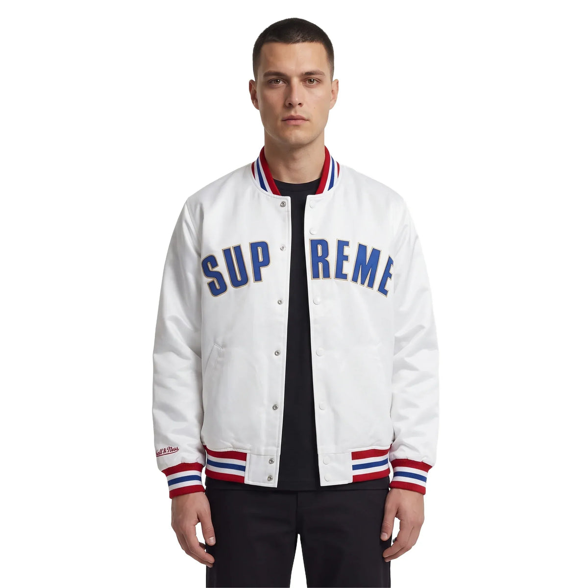 Supreme Mitchell & Ness Satin Jacket White