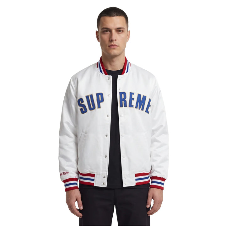 Supreme Mitchell & Ness Satin Jacket White