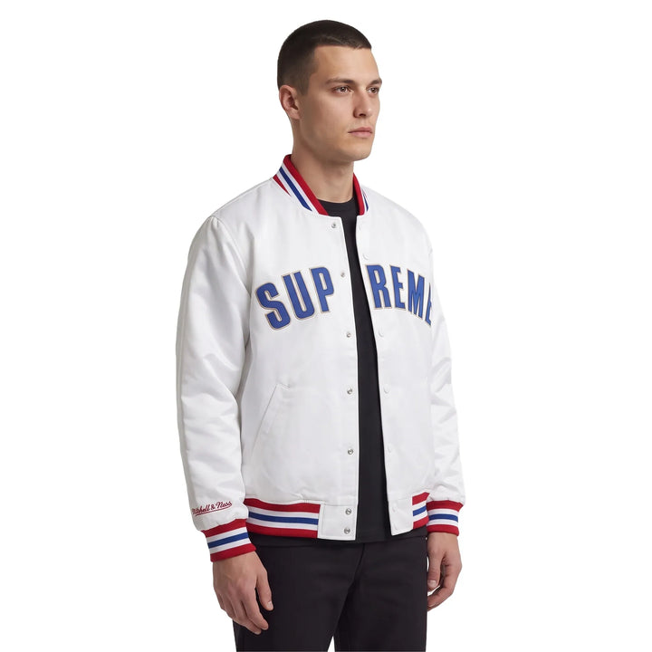 Supreme Mitchell & Ness Satin Jacket White