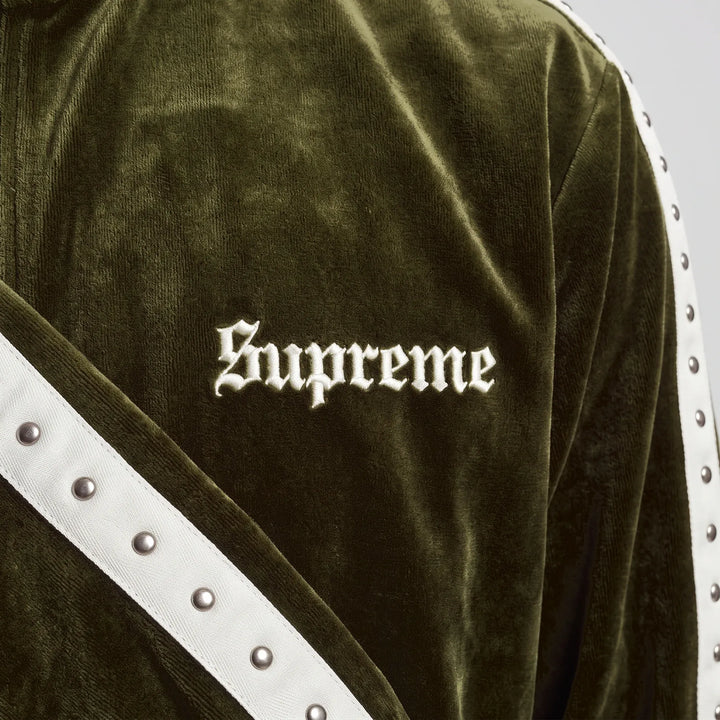 Supreme Studded Velour Track Jacket Olive