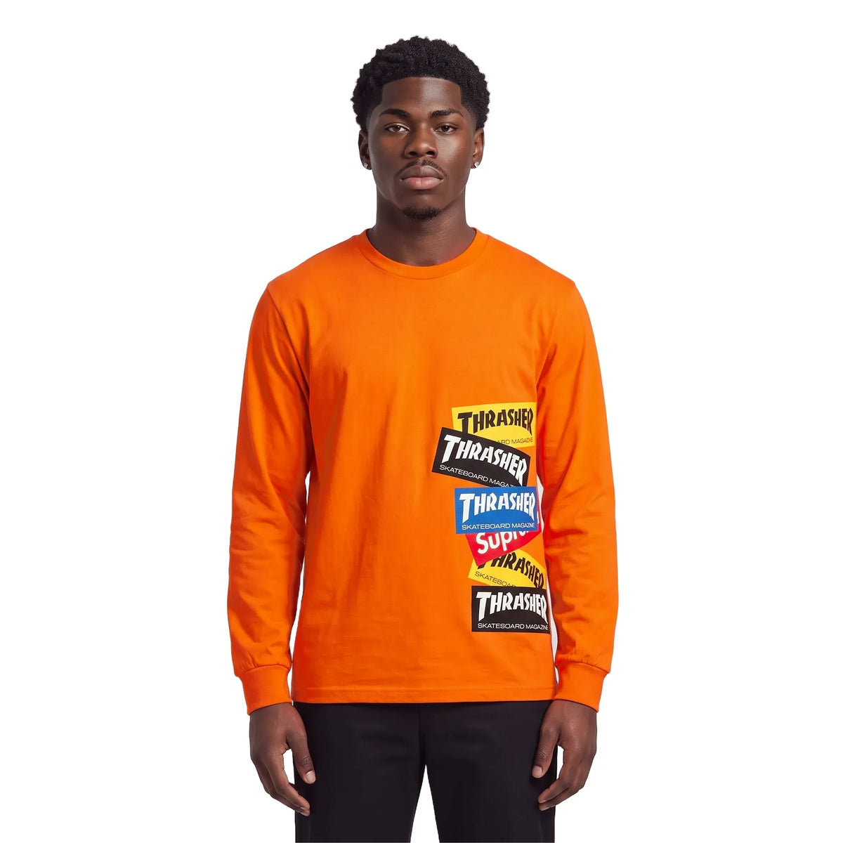 Supreme x Thrasher Multi Logo Long-Sleeve Tee Orange