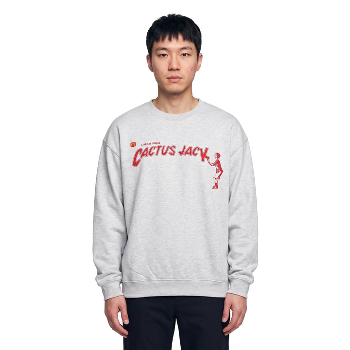 Travis Scott × McDonald's Cactus Jack Spelling II Crewneck Heather Grey