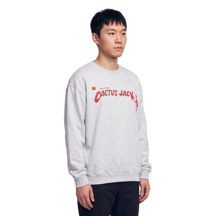 Travis Scott × McDonald's Cactus Jack Spelling II Crewneck Heather Grey