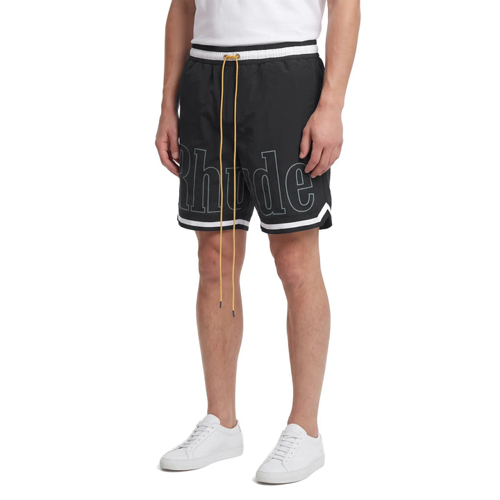 RHUDE Logo Basketball Swim Shorts Black/White/Navy